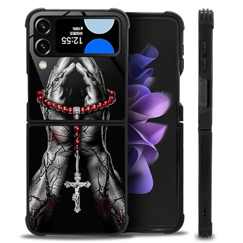 CARLOCA Schutzhülle für Samsung Galaxy Z Flip 4 5G, Gebetsroter Rosenkranz, silbernes Kreuz, modisches Muster, Design für Mädchen, stoßfest, kratzfest, harte Rückseite aus Polycarbonat für Samsung CARLOCA Schutzhülle für Samsung Galaxy Z Flip 4 5G, Gebetsroter Rosenkranz, silbernes Kreuz, modisches Muster, Design für Mädchen, stoßfest, kratzfest, harte Rückseite aus Polycarbonat für Samsung von CARLOCA