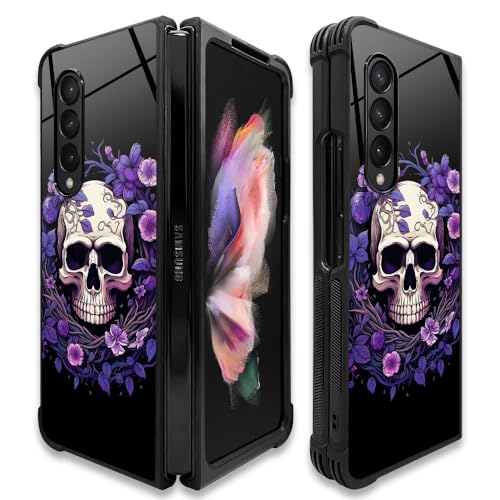 CARLOCA Schutzhülle für Samsung Galaxy Z Fold 3 5G, Motiv: Totenkopf-Motiv, ultraschutz, stoßfest, weiches Silikon, TPU, rutschfeste Rückseite, Violett von CARLOCA