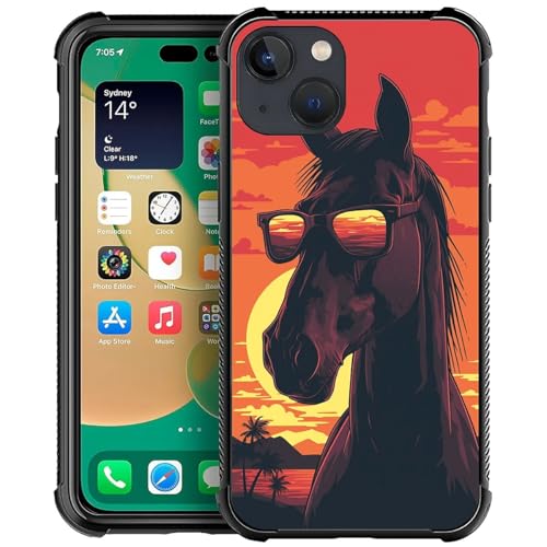 CARLOCA Schutzhülle für iPhone 13, lustige Brille, Pferd, Sonnenuntergang, ultraschutz, stoßfest, weiches Silikon, TPU, rutschfeste Rückseite für iPhone 13 CARLOCA Schutzhülle für iPhone 13, lustige Brille, Pferd, Sonnenuntergang, ultraschutz, stoßfest, weiches Silikon, TPU, rutschfeste Rückseite für iPhone 13 von CARLOCA