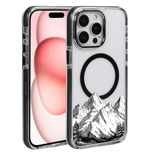 CARLOCA Schutzhülle für iPhone 13 Pro, kompatibel mit Magsafe, schwarz, transparent, stoßfest, weiches Silikon, magnetische Aufladung, modisches Muster, einfache Linien, Schnee, felsige Berge, Wald CARLOCA Schutzhülle für iPhone 13 Pro, kompatibel mit Magsafe, schwarz, transparent, stoßfest, weiches Silikon, magnetische Aufladung, modisches Muster, einfache Linien, Schnee, felsige Berge, Wald von CARLOCA