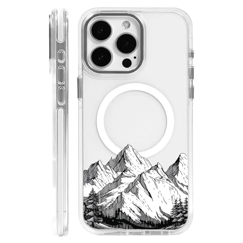CARLOCA Schutzhülle für iPhone 13 Pro Max, kompatibel mit Magsafe, weiß, transparent, stoßfest, weiches Silikon, magnetische Aufladung, modisches Muster, einfache Linien, Schnee, felsige Berge, Wald CARLOCA Schutzhülle für iPhone 13 Pro Max, kompatibel mit Magsafe, weiß, transparent, stoßfest, weiches Silikon, magnetische Aufladung, modisches Muster, einfache Linien, Schnee, felsige Berge, Wald von CARLOCA