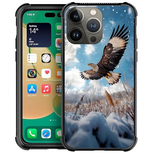 CARLOCA Schutzhülle für iPhone 14 Pro Max, ultra Schutz, stoßfest, weiches Silikon, TPU, rutschfeste Rückseite, Muster Adler, der über Schneefelder schwebt CARLOCA Schutzhülle für iPhone 14 Pro Max, ultra Schutz, stoßfest, weiches Silikon, TPU, rutschfeste Rückseite, Muster Adler, der über Schneefelder schwebt von CARLOCA