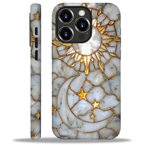 CARLOCA Schutzhülle für iPhone 15, kompatibel mit Magsafe, Ganzkörper-Schutzhülle, glänzend, stoßfest, magnetisch, ästhetisches Muster, weißer Marmor, goldene Sonne, Mond, Mosaik CARLOCA Schutzhülle für iPhone 15, kompatibel mit Magsafe, Ganzkörper-Schutzhülle, glänzend, stoßfest, magnetisch, ästhetisches Muster, weißer Marmor, goldene Sonne, Mond, Mosaik von CARLOCA