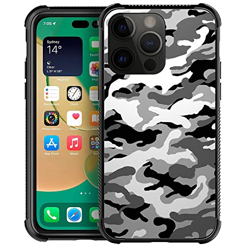 CARLOCA Schutzhülle für iPhone 15 Pro, graue Camouflage-Hüllen für iPhone 15 Pro, für Herren und Jungen, kratzfest, weiches TPU-Muster, kompatibel mit Apple iPhone 15 Pro 15,5 cm (6,1 Zoll), graues von CARLOCA