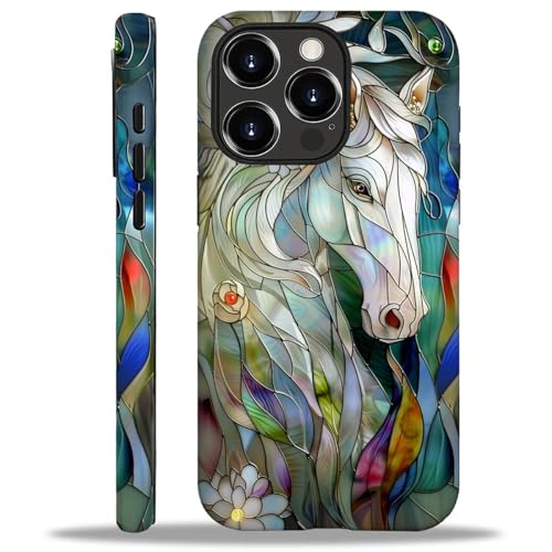 CARLOCA Schutzhülle für iPhone 15 Pro Max, kompatibel mit Magsafe, Ganzkörper-Schutzhülle, glänzend, stoßfest, magnetisch, ästhetisches Muster, weißes Pferd, 3D-Buntglas CARLOCA Schutzhülle für iPhone 15 Pro Max, kompatibel mit Magsafe, Ganzkörper-Schutzhülle, glänzend, stoßfest, magnetisch, ästhetisches Muster, weißes Pferd, 3D-Buntglas von CARLOCA