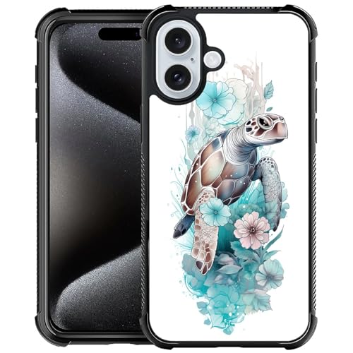 CARLOCA Schutzhülle für iPhone 16, Motiv: Schildkröten-Blume, ultraschutz, stoßfest, weiches Silikon, TPU, rutschfeste Rückseite, für iPhone 16 CARLOCA Schutzhülle für iPhone 16, Motiv: Schildkröten-Blume, ultraschutz, stoßfest, weiches Silikon, TPU, rutschfeste Rückseite, für iPhone 16 von CARLOCA