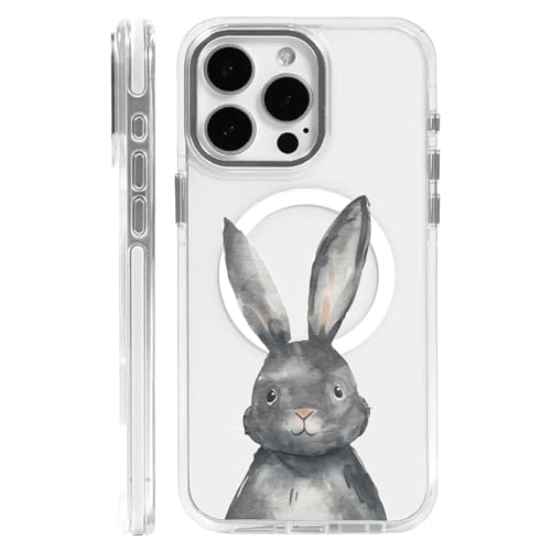 CARLOCA Schutzhülle für iPhone 16, kompatibel mit Magsafe, weiß, transparent, stoßfest, weiches Silikon, magnetische Aufladung, modisches Muster, niedliches graues Kaninchen, Weiß CARLOCA Schutzhülle für iPhone 16, kompatibel mit Magsafe, weiß, transparent, stoßfest, weiches Silikon, magnetische Aufladung, modisches Muster, niedliches graues Kaninchen, Weiß von CARLOCA