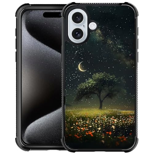 CARLOCA Schutzhülle für iPhone 16, ultra Schutz, stoßfest, weiches Silikon, TPU, rutschfeste Rückseite, Motiv: Nachthimmel, Mond, Sterne, Baum, Wildblumen CARLOCA Schutzhülle für iPhone 16, ultra Schutz, stoßfest, weiches Silikon, TPU, rutschfeste Rückseite, Motiv: Nachthimmel, Mond, Sterne, Baum, Wildblumen von CARLOCA
