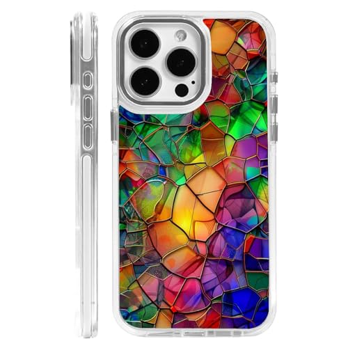 CARLOCA Schutzhülle für iPhone 16 Plus, kompatibel mit Magsafe, weiß, transparent, stoßfest, weiches Silikon, magnetisch, modisches Muster, abstraktes buntes Buntglas CARLOCA Schutzhülle für iPhone 16 Plus, kompatibel mit Magsafe, weiß, transparent, stoßfest, weiches Silikon, magnetisch, modisches Muster, abstraktes buntes Buntglas von CARLOCA