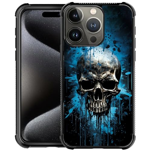 CARLOCA Schutzhülle für iPhone 16 Pro, Totenkopf-Blau, Rauchmuster, ultraschutz, stoßfest, weiches Silikon, TPU, rutschfeste Rückseite, für iPhone 16 Pro CARLOCA Schutzhülle für iPhone 16 Pro, Totenkopf-Blau, Rauchmuster, ultraschutz, stoßfest, weiches Silikon, TPU, rutschfeste Rückseite, für iPhone 16 Pro von CARLOCA
