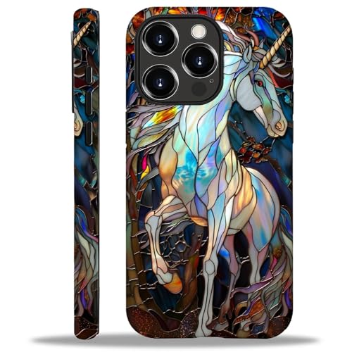 CARLOCA Schutzhülle für iPhone 16 Pro, kompatibel mit Magsafe, Ganzkörper-Schutzhülle, glänzend, stoßfest, magnetisch, ästhetisches Muster, buntes Buntglas, weißes Einhorn CARLOCA Schutzhülle für iPhone 16 Pro, kompatibel mit Magsafe, Ganzkörper-Schutzhülle, glänzend, stoßfest, magnetisch, ästhetisches Muster, buntes Buntglas, weißes Einhorn von CARLOCA