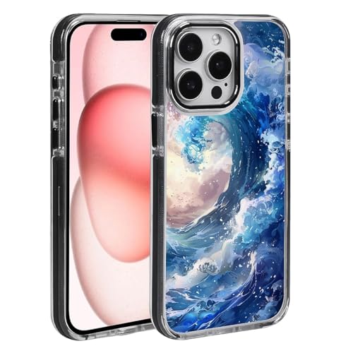 CARLOCA Schutzhülle für iPhone 16 Pro, kompatibel mit Magsafe, schwarz, transparent, stoßfest, weiches Silikon, magnetisch, modisches Muster, riesige blaue Ozeanwelle CARLOCA Schutzhülle für iPhone 16 Pro, kompatibel mit Magsafe, schwarz, transparent, stoßfest, weiches Silikon, magnetisch, modisches Muster, riesige blaue Ozeanwelle von CARLOCA
