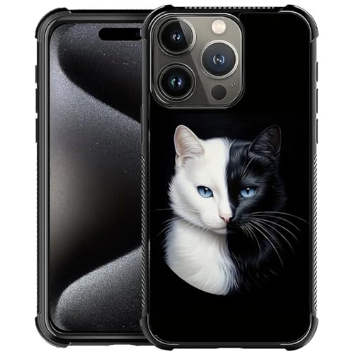 CARLOCA Schutzhülle für iPhone 16 Pro, modisches Grafikdesign, stoßfest, kratzfest, Fallschutz für iPhone 16 Pro, Schwarz / Weiß, Katze, blaue Augen, Yin-Yang, ästhetische Hüllen CARLOCA Schutzhülle für iPhone 16 Pro, modisches Grafikdesign, stoßfest, kratzfest, Fallschutz für iPhone 16 Pro, Schwarz / Weiß, Katze, blaue Augen, Yin-Yang, ästhetische Hüllen von CARLOCA