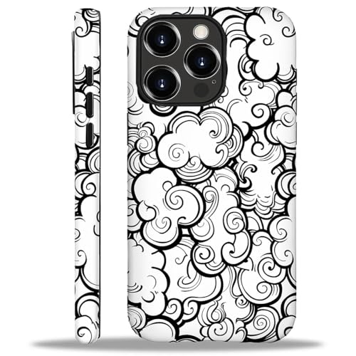 CARLOCA Schutzhülle für iPhone 16 Pro Max, kompatibel mit Magsafe, Ganzkörper-Schutzhülle, glänzend, stoßfest, magnetisch, ästhetisches Muster, niedliches Cartoon-Doodle-Stil, Wolken CARLOCA Schutzhülle für iPhone 16 Pro Max, kompatibel mit Magsafe, Ganzkörper-Schutzhülle, glänzend, stoßfest, magnetisch, ästhetisches Muster, niedliches Cartoon-Doodle-Stil, Wolken von CARLOCA