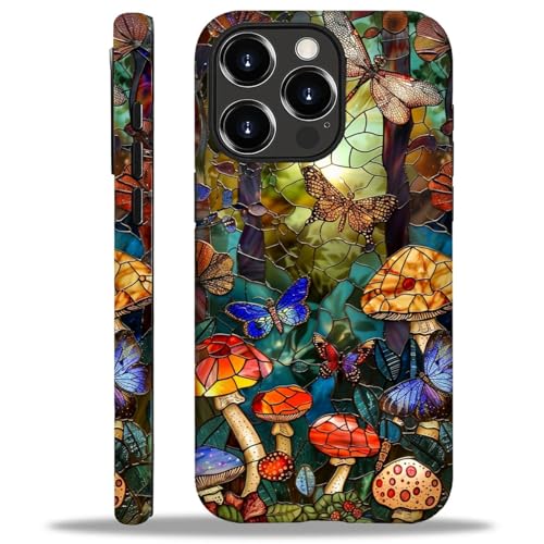 CARLOCA Schutzhülle für iPhone 16 Pro Max, kompatibel mit Magsafe, Ganzkörper-Schutzhülle, glänzend, stoßfest, magnetische Aufladung, ästhetisches Muster, Buntglas, Pilze, Schmetterling, Libelle CARLOCA Schutzhülle für iPhone 16 Pro Max, kompatibel mit Magsafe, Ganzkörper-Schutzhülle, glänzend, stoßfest, magnetische Aufladung, ästhetisches Muster, Buntglas, Pilze, Schmetterling, Libelle von CARLOCA