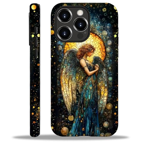 CARLOCA Schutzhülle für iPhone 16 Pro Max, kompatibel mit Magsafe, Ganzkörper-Schutzhülle, glänzend, stoßfest, magnetische Aufladung, ästhetisches Muster, goldene Flügel, Engel, Buntglas CARLOCA Schutzhülle für iPhone 16 Pro Max, kompatibel mit Magsafe, Ganzkörper-Schutzhülle, glänzend, stoßfest, magnetische Aufladung, ästhetisches Muster, goldene Flügel, Engel, Buntglas von CARLOCA
