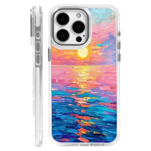 CARLOCA Schutzhülle für iPhone 16 Pro Max, kompatibel mit Magsafe, weiß, transparent, stoßfest, weiches Silikon, magnetische Aufladung, modisches Muster, Ölgemälde, Ozean, Sonnenuntergang CARLOCA Schutzhülle für iPhone 16 Pro Max, kompatibel mit Magsafe, weiß, transparent, stoßfest, weiches Silikon, magnetische Aufladung, modisches Muster, Ölgemälde, Ozean, Sonnenuntergang von CARLOCA