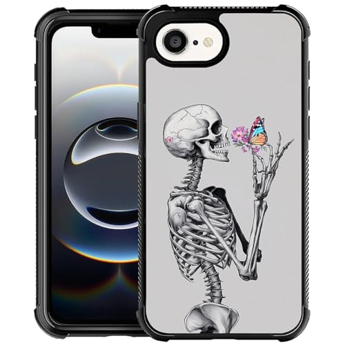 CARLOCA Schutzhülle für iPhone 16e für Mädchen und Jungen, ultraschutz, stoßfest, weiches Silikon, TPU, rutschfeste Rückseite, für iPhone 16e, Muster, Skelett, Blumen, bunter Schmetterling CARLOCA Schutzhülle für iPhone 16e für Mädchen und Jungen, ultraschutz, stoßfest, weiches Silikon, TPU, rutschfeste Rückseite, für iPhone 16e, Muster, Skelett, Blumen, bunter Schmetterling von CARLOCA
