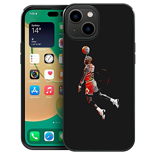 iPhone 14 Hülle, Basketballspieler 152 Muster Design iPhone 14 Hüllen, Rückseite aus gehärtetem Glas + weiches Silikon TPU Stoßdämpfung Bumper Schutzhülle kompatibel für iPhone 14 von CARLOCA