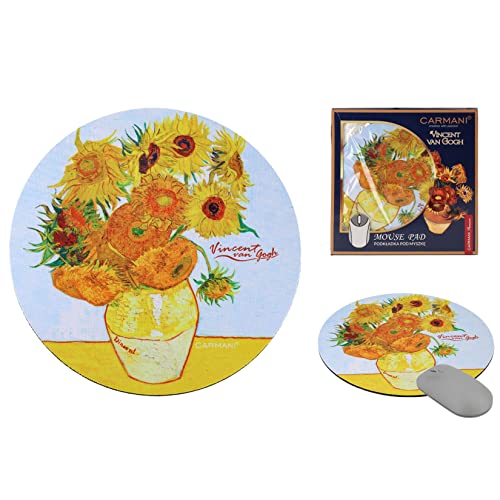 Carmani - ART Mauspad, rutschfeste Gummiunterseite, Premium-Textur-PU-Mauspad, bedruckt mit Vincent van Gogh, Sonnenblumen in einer Vase Carmani - ART Mauspad, rutschfeste Gummiunterseite, Premium-Textur-PU-Mauspad, bedruckt mit Vincent van Gogh, Sonnenblumen in einer Vase von Carmani