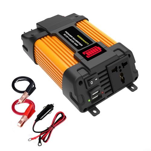 6000 W Kfz-Wechselrichter, 12 V DC auf 220 V Wechselstrom, leichtes und kompaktes Design, schnelles Aufladen von USB-Anschlüssen von CARMOTTER