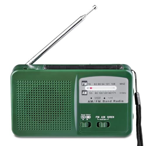 Handkurbel-Radio, AM/FM/SW, Solar-Ladegerät, Radio mit Taschenlampe, 12000 mAh, wiederaufladbar, für Outdoor, Camping, Wandern, mit USB-Aufladung (grün) von CARMOTTER