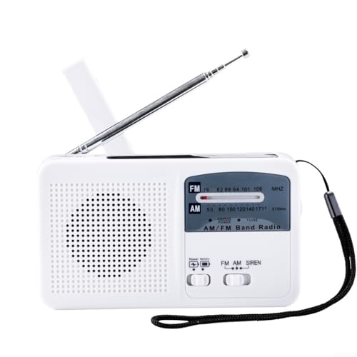 Handkurbel-Radio, AM/FM/SW, Solar-Ladegerät, Radio mit Taschenlampe, 12000 mAh, wiederaufladbar, für Outdoor, Camping, Wandern, mit USB-Aufladung (weiß) von CARMOTTER