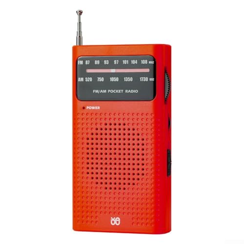 Tragbare DAB-Radios, digitales Vollband-Mini-AM-FM-Radio mit Lautsprecher, Kopfhörer, geeignet für Innen- und Außenbereich, Rot von CARMOTTER