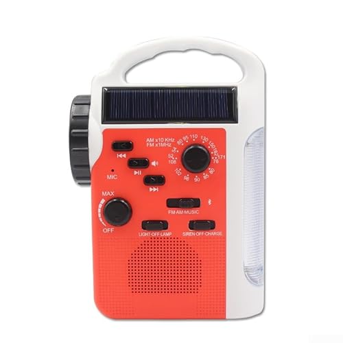 Tragbares Radio Retro FM AM SW Radio mit Teleskopantenne und Taschenlampe, batteriebetrieben für Haushalt, Outdoor, Camping, Taschenradio HiFi (rot) von CARMOTTER