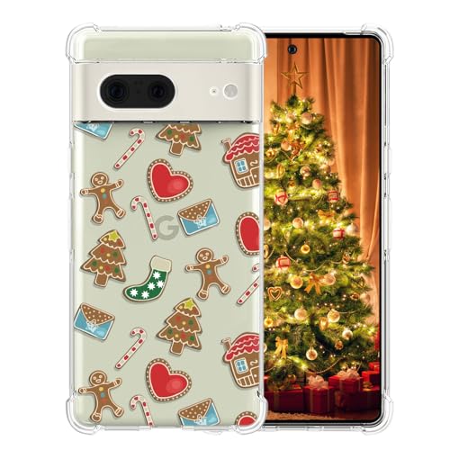CAROKI Christmas Clear Phone Case for Google Pixel 7, Christmas Red Heart Pattern Case Cover Soft Slim Shockproof Cover Boys Girls Phone Case for Google Pixel 7-Red Heart von CAROKI