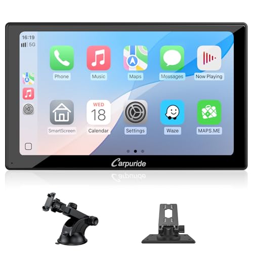 Carpuride V9 Tragbares Autoradio, kabellos Carplay & Android Auto, 9 Zoll 1080P HD-Touchscreen-Radio mit BT 5.0, Mirror Link, Light-Sense-Unterstützung, Wohnmobil von CARPURIDE