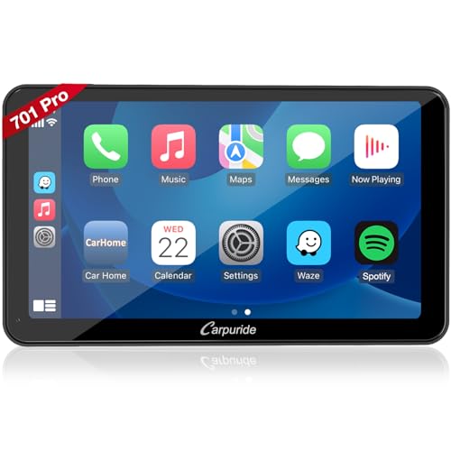 Carpuride W701 Pro mit Dula Bluetooth Tragbarem Apple Carplay Android Auto Autoradio, 7 Zoll 1080P Touchscreen, Mirror Link/GPS/Siri/FM/Google, Armaturenbrettmontage Auf von CARPURIDE