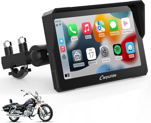 Motorrad Navi Carplay Bildschirm Carpuride W702, Kabellos CarPlay & Android Auto, 7 Zoll Wasserdichter Touchscreen, Dual Bluetooth, GPS Navigation, Sprachsteuerung Siri Motorrad Navi Carplay Bildschirm Carpuride W702, Kabellos CarPlay & Android Auto, 7 Zoll Wasserdichter Touchscreen, Dual Bluetooth, GPS Navigation, Sprachsteuerung Siri von CARPURIDE