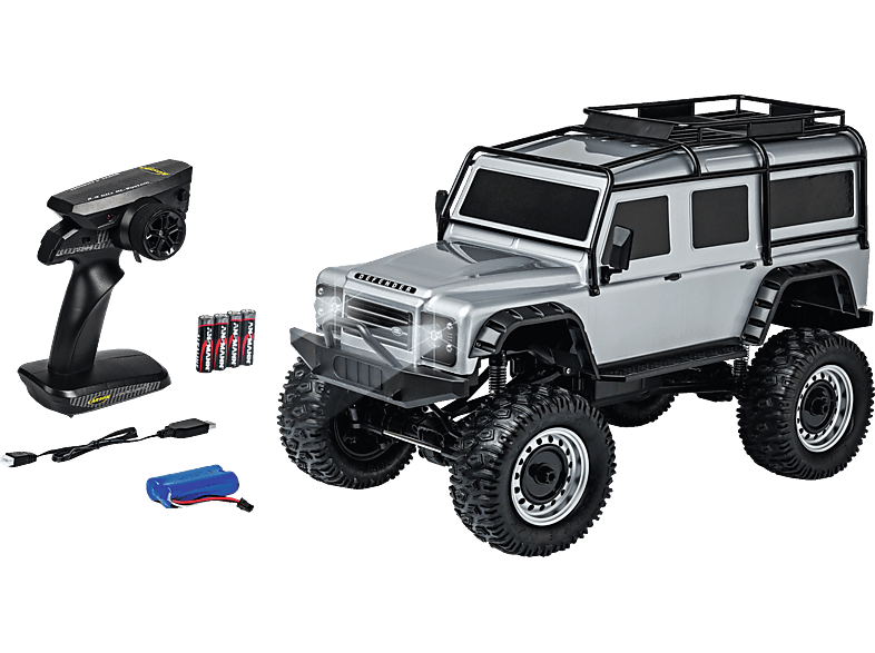 CARSON 1:8 Land Rover Defender 100% RTR Spielzeugmodell, Silber von CARSON