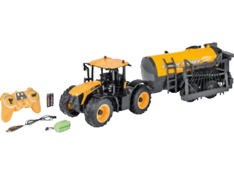 CARSON 590907653 1:16 RC TRAKTOR JCB+TANKWAGEN RTR GELB R/C Fahrzeug, Mehrfarbig von CARSON