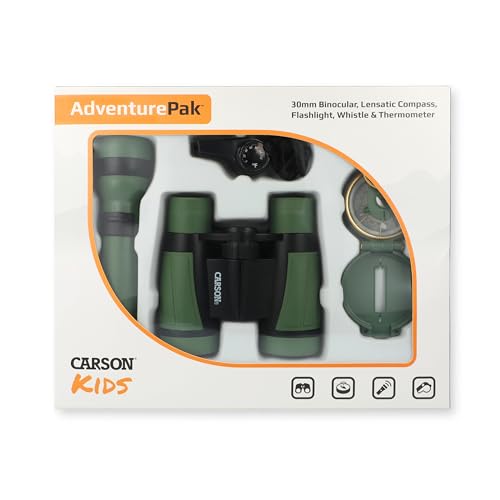 Carson HU-401 AdventurePak Outdoor-Entdeckerset für Kinder mit Fernglas, Kompass, Taschenlampe, Signalpfeife, Thermometer von CARSON