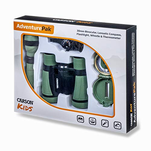 Carson HU-401 AdventurePak Outdoor-Entdeckerset für Kinder mit Fernglas, Kompass, Taschenlampe, Signalpfeife, Thermometer von CARSON