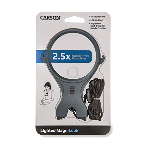 Carson Lighted MagniLook 2,5X Umhängelupe mit LED und 4,5X Spotlinse (LK-30) von CARSON
