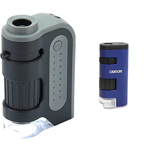 Carson MM-300 MicroBrite Plus 60x-120x LED Taschenmikroskop mit asphärischem Linsensystem & MM-450 PocketMicro 20x-60x Taschenmikroskop mit LED und asphärischen Linsen von CARSON