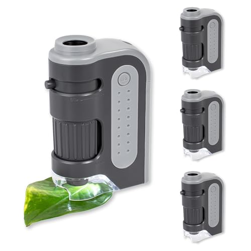 Carson MicroBrite Plus 60x-120x LED Taschenmikroskop mit asphärischem Linsensystem, 4er Set (MM-300MU) von Carson