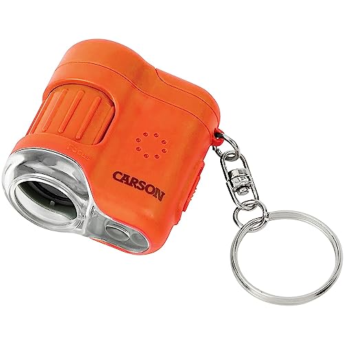 Carson MicroMini 20x LED Taschenmikroskop mit UV-Licht und Taschenlampenfunktion, Lava Orange (MM-280O) von CARSON