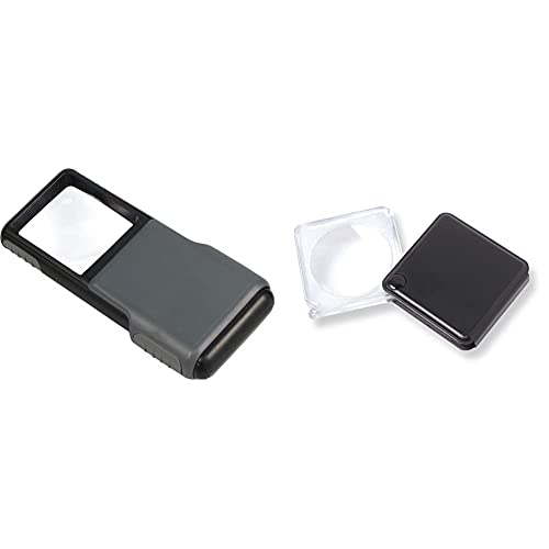 Carson MiniBrite Taschenlupe mit asphärischer Linse und Schutzabdeckung in der Vergrößerung 5X & MagniFlip Taschenlupe 3-facher Vergrößerung und fest montierter Schutzhülle von CARSON