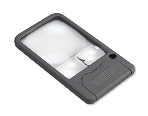 Carson Pocket Magnifier kompakte Taschenlupe mit LED und 3 Vergrößerungsstufen 2,5x/4,5x/6x (PM-33) von CARSON