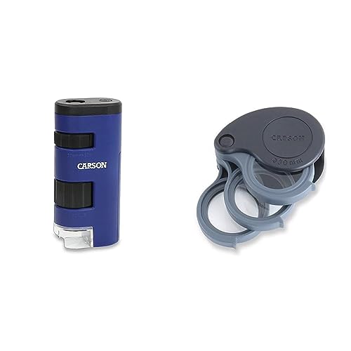 Carson Pocket Micro - Extrem leistungsstarkes Taschenmikroskop in der Vergrößerung 20x - 60x & klappbare Taschenlupe mit Variabler Vergrößerung und fest montierter Schutzhülle von CARSON