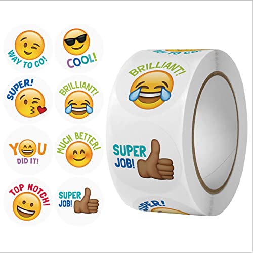 500 StüCk Runde Kinder Smiley-Aufkleber Lehrer Ermutigender Sticker,Belohnungs Etiketten,Motivationsaufkleber FüR Kinder In 8 Designs Leuchtendes Gelb 500 StüCk Runde Kinder Smiley-Aufkleber Lehrer Ermutigender Sticker,Belohnungs Etiketten,Motivationsaufkleber FüR Kinder In 8 Designs Leuchtendes Gelb von CARTJEK