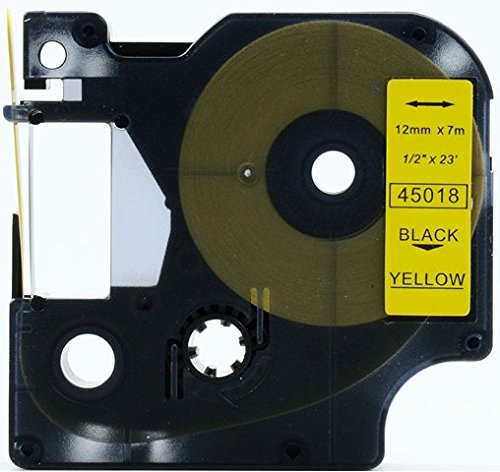 Cartridges Kingdom Schriftband Kassette kompatibel für Dymo D1 45018 12mm x 7m schwarz auf gelb von CARTRIDGES KINGDOM