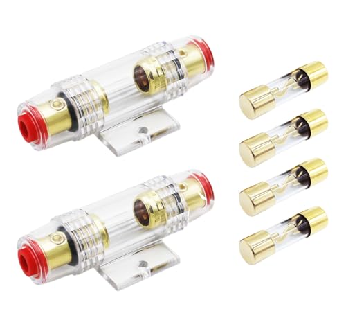 Carviya 4–8 Gauge AWG Inline-Sicherungshalter mit vier 30 Amp AGU Typ Sicherungen für Auto-Audio/Alarm/Verstärker/Kompressoren (30 A, 2 Stück) von CARVIYA