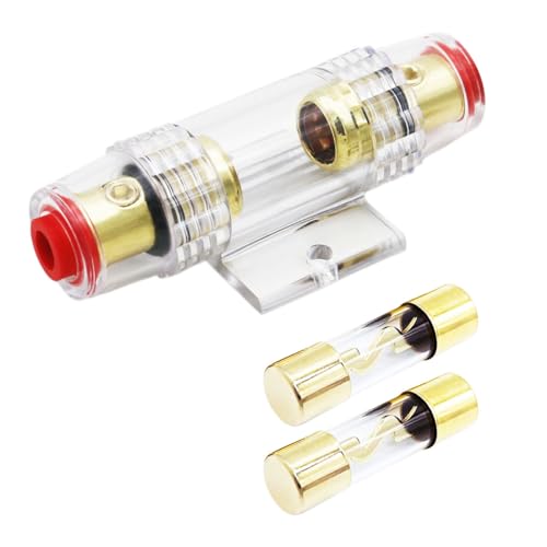 Carviya 4-8 Gauge AWG Inline-Sicherungshalter mit zwei 60A AGU Typ Sicherungen für Auto-Audio/Alarm/Verstärker/Kompressoren (1 Packung) von CARVIYA
