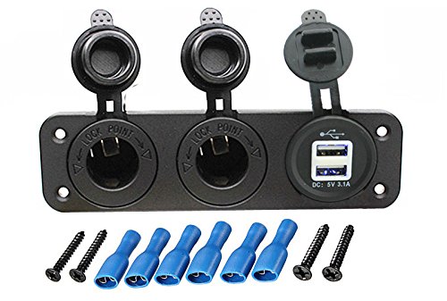 Carviya Auto Motorrad 12 V-24 V Dual Hole Zigarettenanzünder Netzteil Adapter Dual USB Ladegerät Buchse Panel Plate Mount Outlet Carviya Auto Motorrad 12 V-24 V Dual Hole Zigarettenanzünder Netzteil Adapter Dual USB Ladegerät Buchse Panel Plate Mount Outlet von CARVIYA