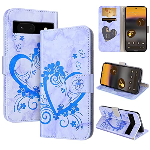 CASAFUNY Handyhülle für Google Pixel 6a Hülle Tasche PU Leder Flip Case Brieftasche Kartenfach Klapphülle Handytasche Case Schutzhülle für Google Pixel 6A 5G, Blau von CASAFUNY
